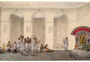 Patna Kalam painting showing daily life scenes of musicians in 18th century Bihar