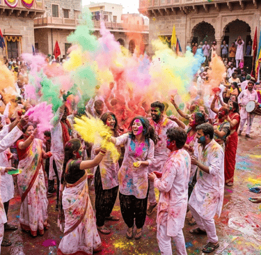 Holi festival celebration with colors in India