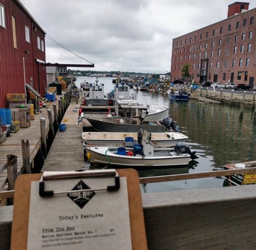 Lunch and a cocktail in Portland, Maine. August 2019