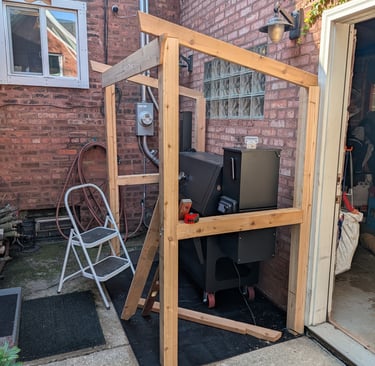 Smoker Shelter about an hour into build. October 2025