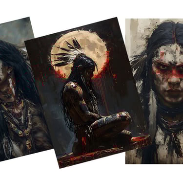 Art featuring warriors in war paint