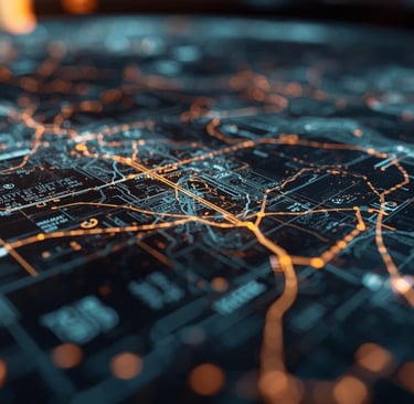 a map of a city and tracking interface