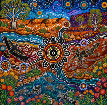 colourful Aboriginal art representing Australia