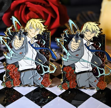 two anime characters are shown on a chess board