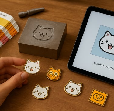 a person's hand holding a small cat stamper