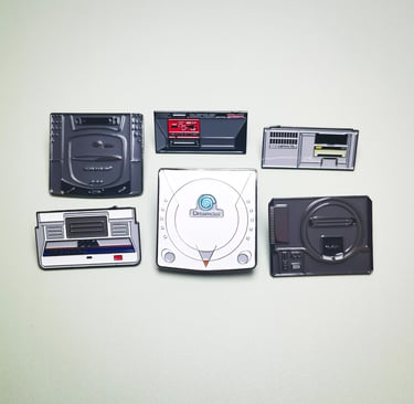 a collection of sega game player pins