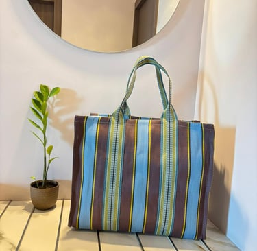Recycled Nylon Handbag with a striped colors made in India