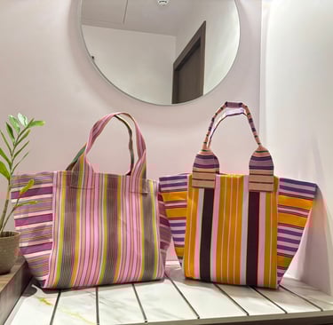 Handmade woven nylon recycled bags 