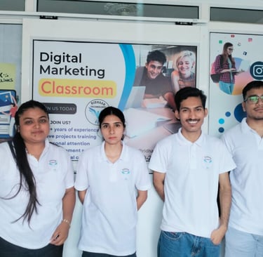 "Four students at Ridhaan Technology digital marketing institute"