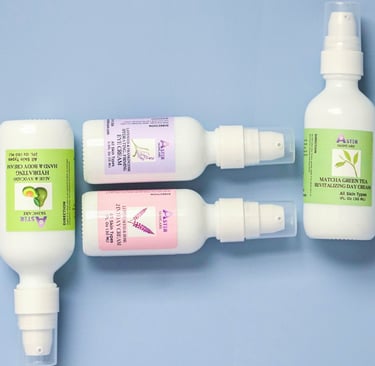 Aster Skincare's Creams. Day Creams, Eye Cream and Hand Cream.