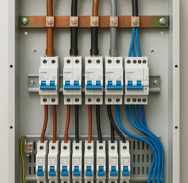 Commercial Electrician installed a fuse box.