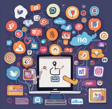 Logos of social media platforms are displayed in a minimalist style on a light gray background. The logos are aligned horizontally, and each is labeled with the name of the corresponding platform.
