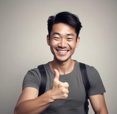 A smiling customer giving a thumbs up.