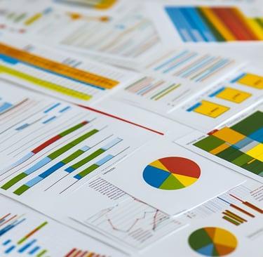 papers with grpahs and data on them. Outcomes research, graphs, data, learning outcomes, training