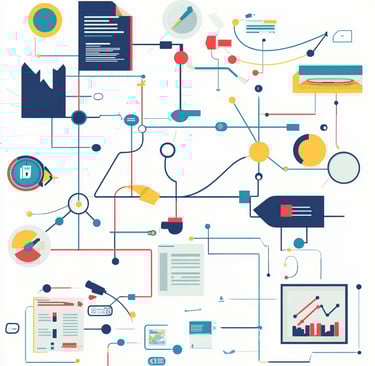 White background with different colors circuitry