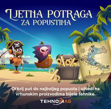 Grafički dizajn digitalnog bannera za Tehnomag - ljetna kampanja za promociju popusta na bijelu tehniku