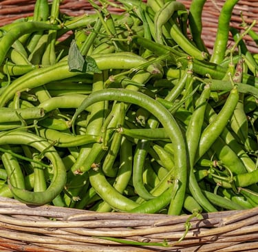 a basket of green beans and peasl peasl peasl peasl peasl