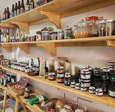 a variety of jars and jars of food and drinks