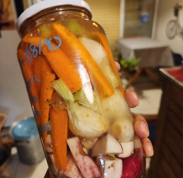 a jar of pickled vegetables in a jar
