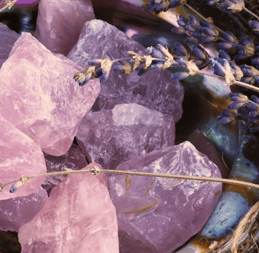 pink crystals with lavender