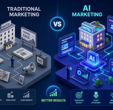 ai marketing vs traditional marketing for hotels and tour operators compared
