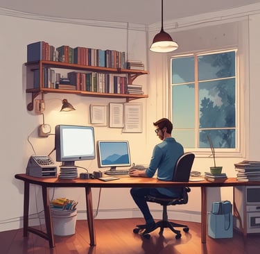 a laptop computer sitting on top of a desk