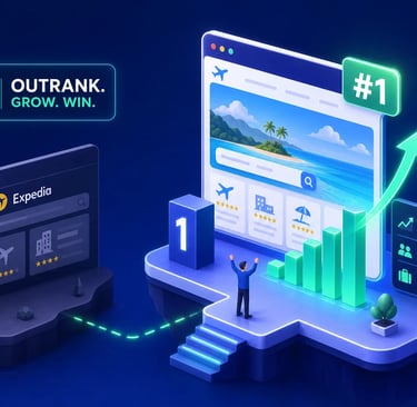 how do i improve my travel websites seo to rank above expedia and bookingcom