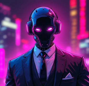 A robot wearing a suit