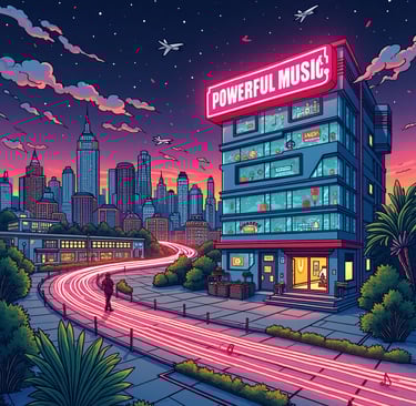 A building with the words Powerful Music on it a provider of personalised music