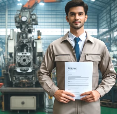 a man in a suit and tie is holding a resume and applying for a job