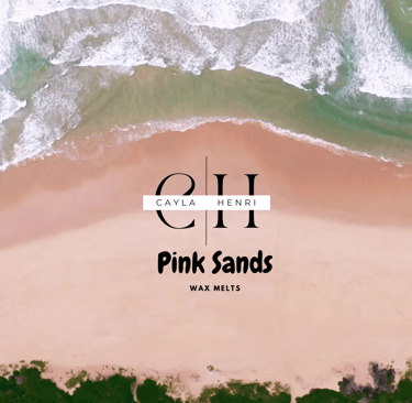 Cayla Henri Wax Melts: a beach with a pink sand