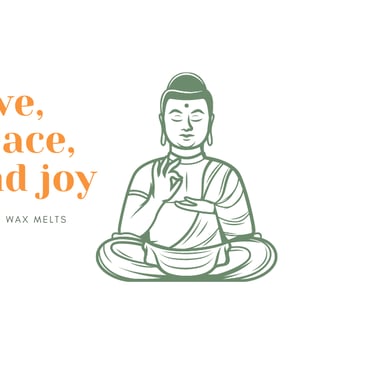Cayla Henri Jasmine Wax Melts: a buddha statue with a quote about love and peace
