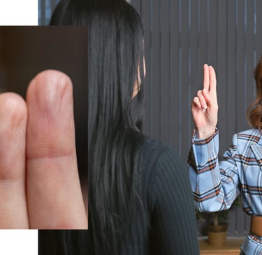 Praticienne en EMDR utilise son index et son majeur collés pour créer les stimulations bilatérales 