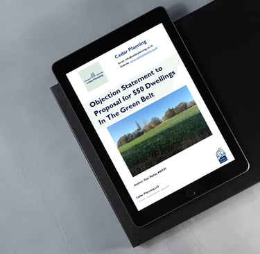 Image of objection statement on Ipad