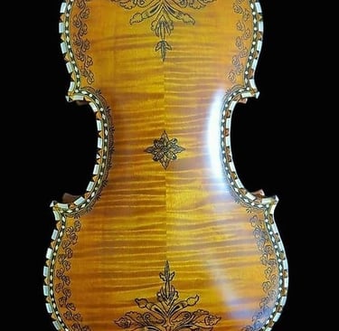 rose detail on the back of a hardanger violin