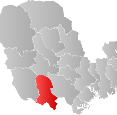 map of Telemark with Nissedal in red