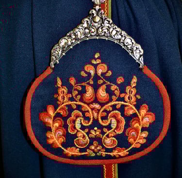 embroidered detail of a purse
