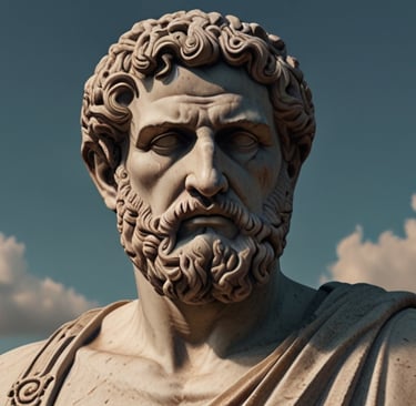 a statue of an ancient roman man with a beard 