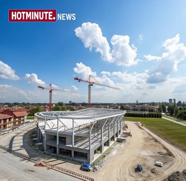 Rendering fotorealistico del nuovo polo sportivo Villachiaviche a Cesena con strutture in legno lame