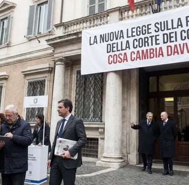 a group of people standing in front of a building