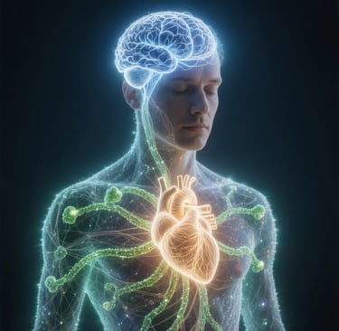 parte alta del troco copresa la test adi una persona col corpo trasparente e con gli organi in vista