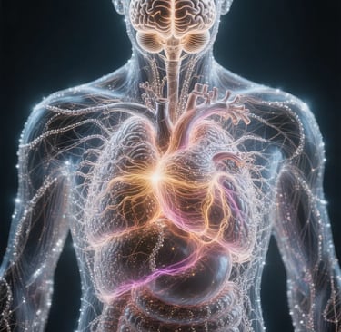 a human body with a heart and a brain