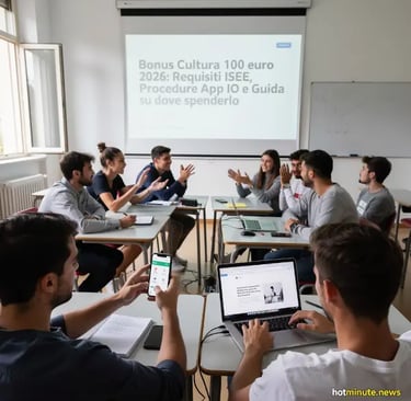 Un'aula scolastica con un gruppo di studenti seduti a dei banchi che applaudono verso una proiezione