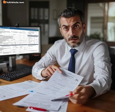 a man sitting at a desk with a computer and papers