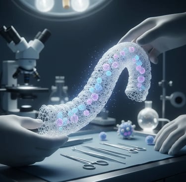 a person holding a piece of plastic beads and a piece of wire mesh