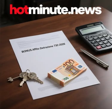 Scena da tavolo con banconote euro, chiavi, calcolatrice e foglio con scritta RENT PAYMENT DUE, bran