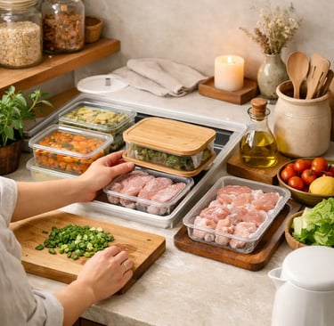 Efficient meal prep and meat storage in clear containers.