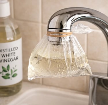 Vinegar bag hack to remove faucet limescale.