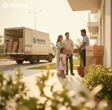 Seemanchal Packers & Movers ensuring safe packing and moving service for a family during house shift
