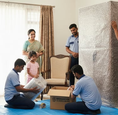 Seemanchal Packers & Movers ensuring safe packing and moving service for a family during house shift